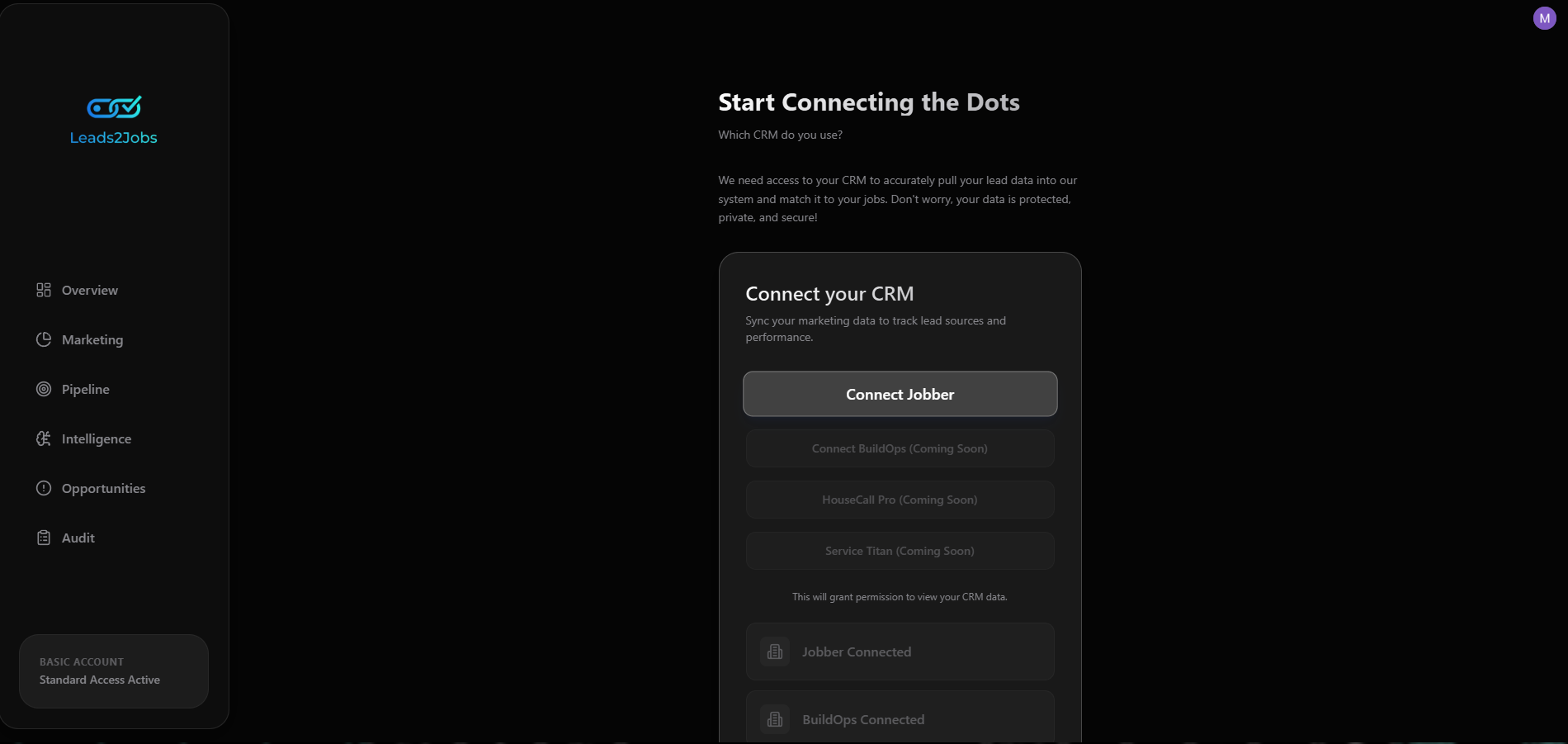 Leads2Jobs seamless Jobber CRM integration settings for field service marketing attribution